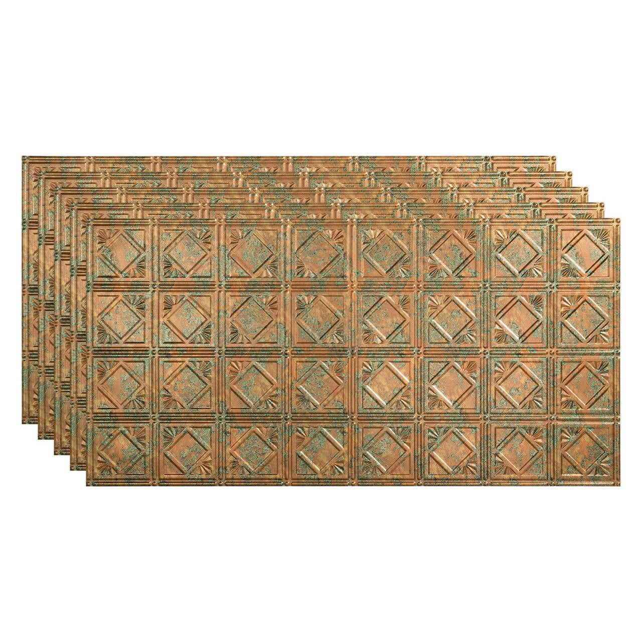 Fasade 2ft x 4ft Decorative Vinyl Ceiling Panel 5 Pack Copper Fantasy