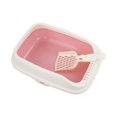 thumbnail image 3 of Cat Litter Box Open Top Kitty Litter Box Tray Semi Enclosed Cat Sand Basin with pink S, 3 of 9