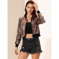 thumbnail image 3 of INSPIRE CHIC Blouson Bomber Court à Paillettes pour Femme, Manches Longues, Fermeture Éclair, Fête, Or m, 3 of 6