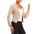thumbnail image 4 of INSPIRE CHIC Blazer de Travail de Bureau pour Femme Sans Col Veste de Complet d'Affaires Décontractée Blazer Court P Camel, 4 of 6
