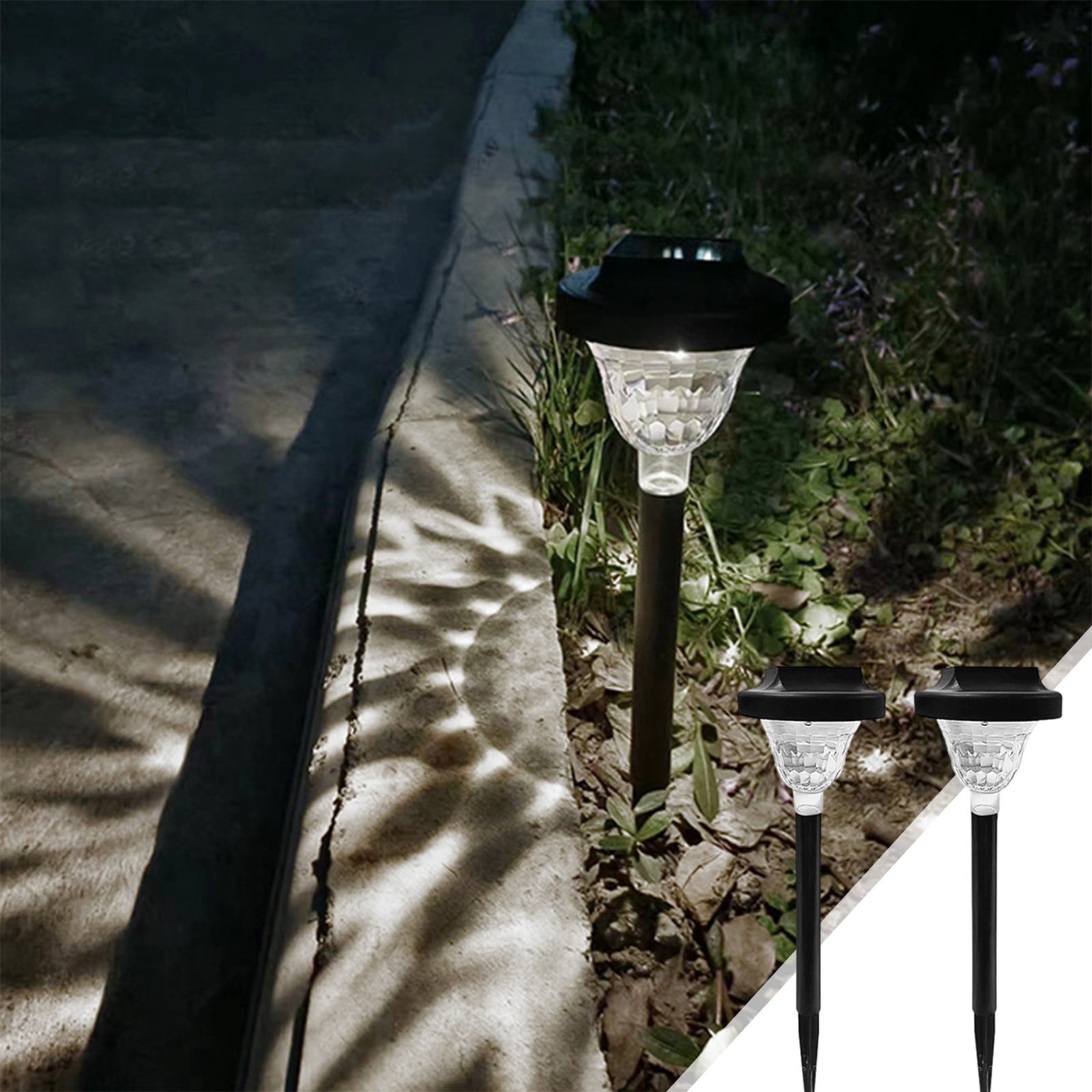 Dvkptbk Super Bright Solar Lights Outdoor Impervious Lights (2pc), Dusk to First Light Up to 12 Hours Solar Powered Outdoor Walkway Garden Lights Auto On/Off, Sidewalk Solar Light on Clearance