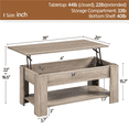 thumbnail image 4 of Fullfurnique Lift Top Coffee Table with Hidden Compartment & Open Shelf, Gray, 4 of 8