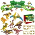 thumbnail image 1 of 163 Pcs Dinosaur Race Track Car Toy Set 149 Pcs Flexible Train Tracks with 8 Dinosaurs Create a Dinosaur World Road Race Car Track Racing Toy for 3 4 5 6 Year Old, 1 of 9