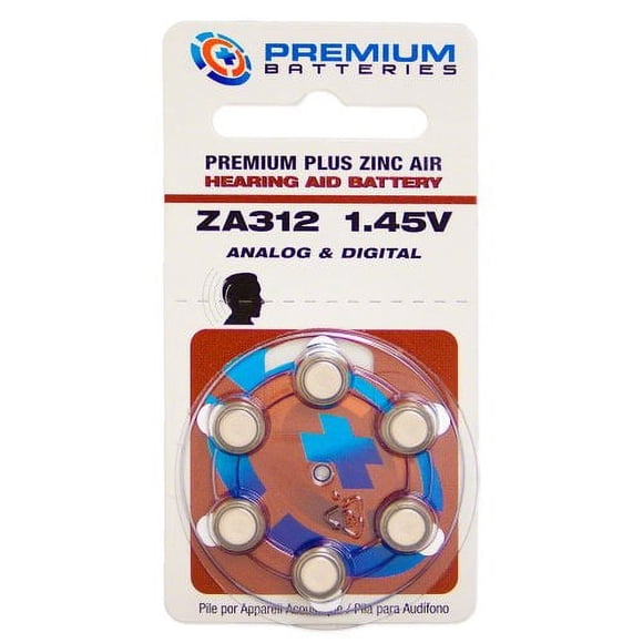 Premium Batteries Premium Plus Zinc Air Hearing Aid Batteries ZA312 1.45V Size 312, PR41, P312 (180 Batteries)
