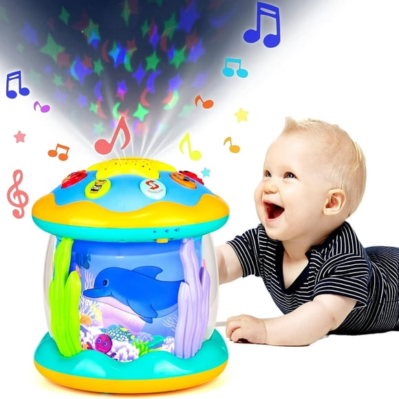 CHUANK Jouets pour Bébé 6 à 12 Mois Jouets Musicaux Lumineux pour le Temps sur le Ventre Jouets pour Nourrisson 3-6 7 8 9 12-18 Mois Jouets de Rampement Projecteur Rotatif Océan Cadeaux pour Bébé de 1 2 3 Ans Garçon Fille Anniversaire Tout-Petit