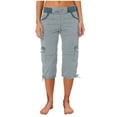 thumbnail image 4 of Cameland Pantalon Cargo de Randonnée pour Femmes en Coton, Taille Élastique, Pantacourt d'Extérieur à Bas Resserré, Pantalon de Sport avec Poches, 4 of 4