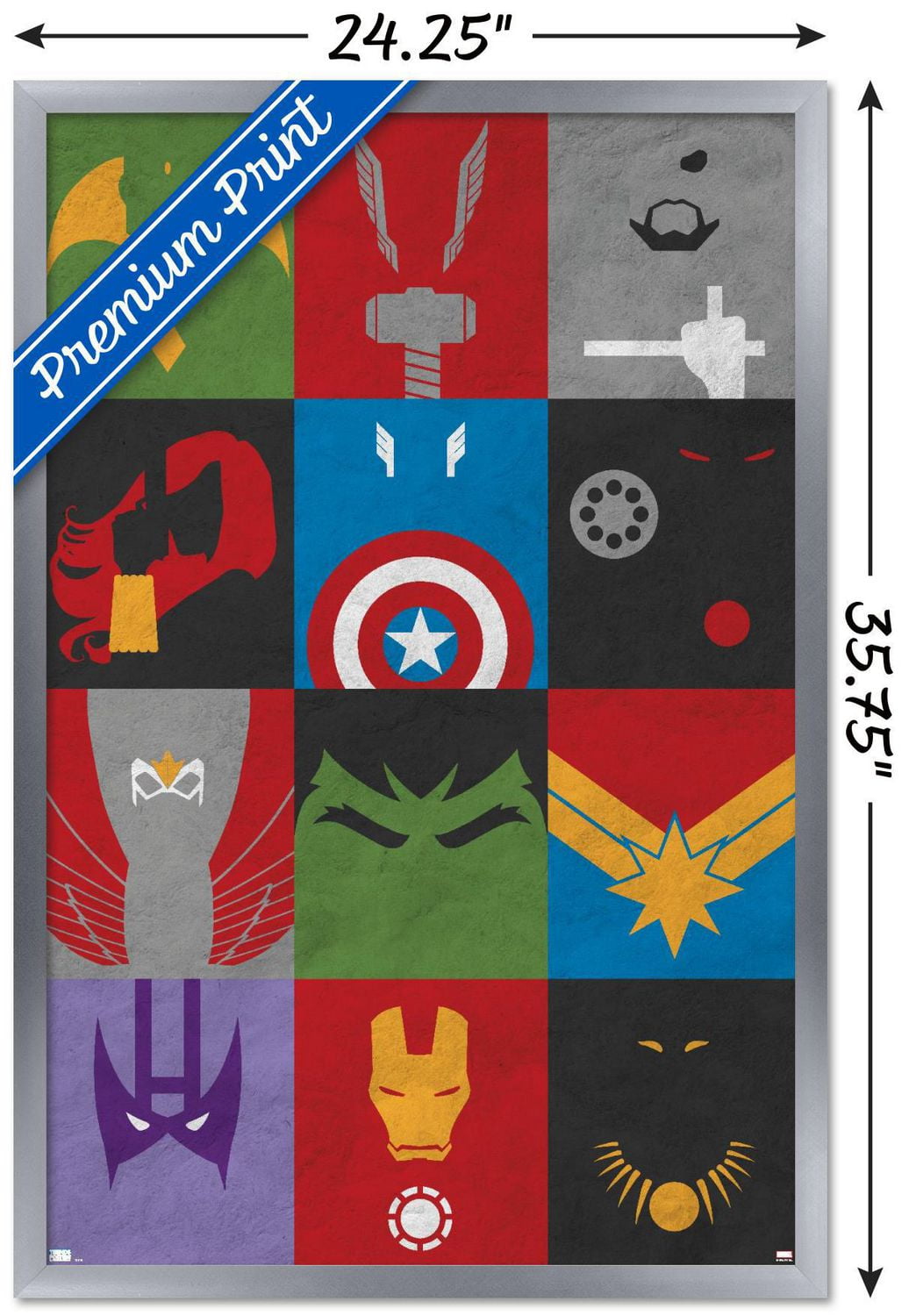 Marvel Comics - Avengers Minimalist Grid Wall Poster, 14.725" x 22.375" Framed