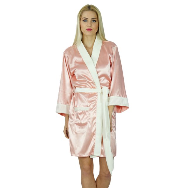 Bimba Women Short Satin Robe Velvet Belt Getting Ready Bridesmaid custom Robe Coverup