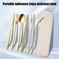 thumbnail image 4 of Ensemble Portable de Baguettes Cuillère Couteau Fourchette et Paille Ensemble de Couverts en Acier Inoxydable 7 Pcs avec Étui de Rangement Ensemble de Couverts Portable pour Camping en Plein Air, 4 of 6