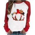 thumbnail image 1 of RKSTN Chandail pour Femmes de Noël à Col Rond, Chandail Imprimé du Père Noël, Manches Longues, Blouse Régulière à Empiècements, 1 of 5
