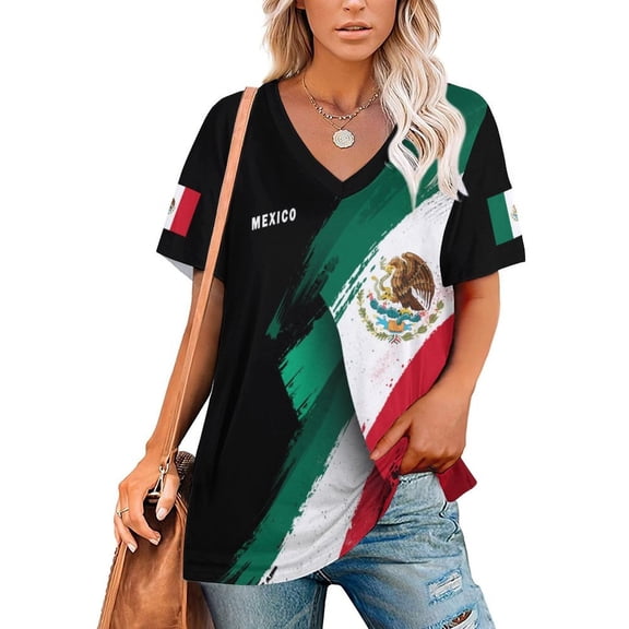 Chandail de Soccer pour Femmes Mexique 2026 pour Fans de Soccer avec Drapeau de la Nation, Chandail Personnalisé