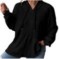 thumbnail image 1 of cfhntfmh Womens Hoodies Fall Fashion 2024 Drawstring Sweatshirts Pullover Long Sleeve Solid Color Fall Outfits, 1 of 6
