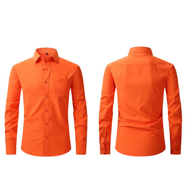 Dress Shirts for Men with Pocket Long Sleeve Big & Tall Tshirts Shirt Button-Down Collared Wrinkle-Free Solid Color Business Work Tops