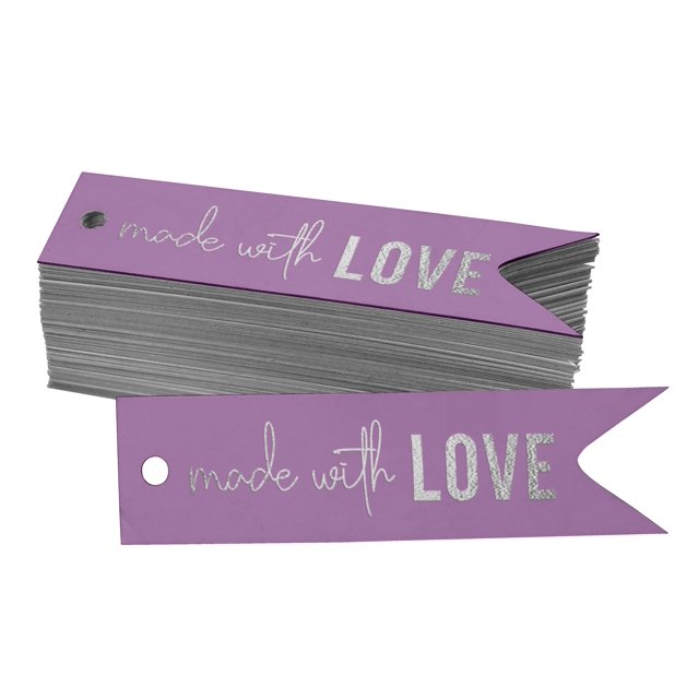 Inkdotpot Silver Foil Paper Hang Tags Made With Love Text Favor Tags 50 Pieces