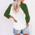 thumbnail image 3 of BVOFAR Hauts pour Femmes à Manches 3/4 à Col Ras du Cou Blouses à Blocs de Couleur Mode Chemises Raglan Décontractées Coupe Ample 2025, 3 of 7