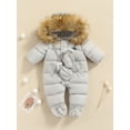 thumbnail image 3 of Gupgi Baby Boy Girl Snowsuit Winter Hoodied Footie Romper 0-2 Years Infant Down Coat Jacket Jumpsuit with Gloves, 3 of 9