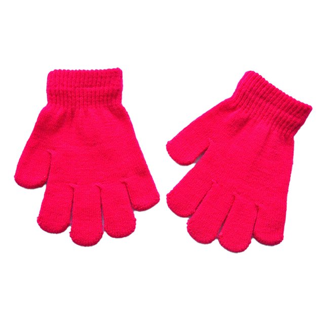 1 Pair Kids Gloves Exquisite Keeping-warm Children Gloves Practical Simple Clothes Accessory with Solid Color for Winter Wear Rose red
