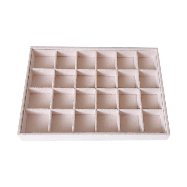 Velvet Jewelry Display Storage Tray Holder Box for Dresser Drawer, Ear Necklace, Space Saver Style 03
