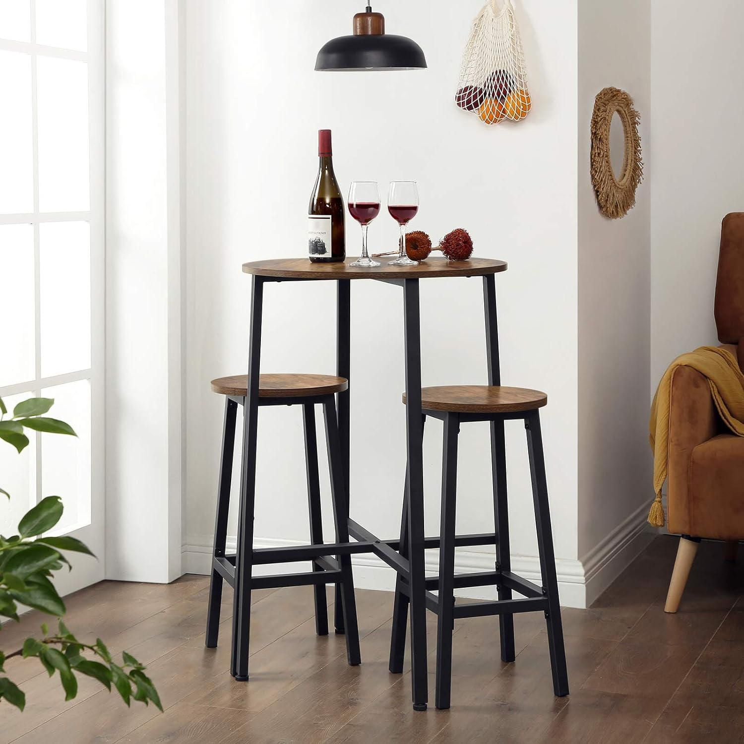 Boutique Home Industrial Ensemble de 2 tabourets de bar avec structure en acier robuste en marron et noir