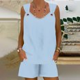 thumbnail image 4 of Yuyuzo Womens Lounge Sets Two Piece Square Neck Tank Tops Wide Leg Shorts with Pockets Matching Outfits, 4 of 7