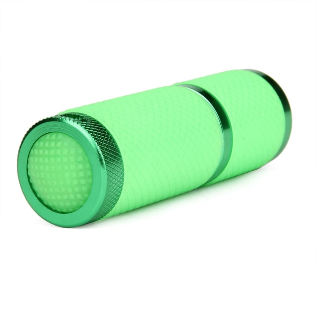 Boovnll Rechargeable Flashlights, Mini Bright Flashlight Torch for camping and hiking, featuring a green aluminum alloy body with textured grip. Compact 8.5cm design with high lumens output and adjustable beam range, ideal for outdoor activities and emergencies. Includes an on/off click switch and rechargeable functionality.