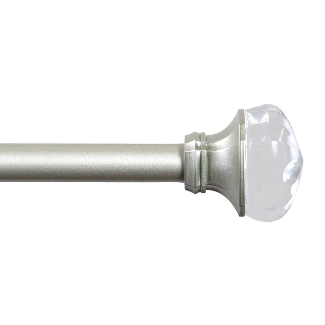 Mainstays Tringle à Rideau de Café Petite Grayson Réglable 48-84 Po pour Fenêtre, Fini nickel Brossé, avec Diamètre de 1/2 Po et Embout en Acrylique Transparent à Facettes, Télescopique pour s'Adapter aux Petites Fenêtres et Convient aux Rideaux et Voilages Légers.