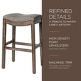 thumbnail image 3 of Maven Lane Adrien Saddle Kitchen Bar Stool in Walnut Finish w/ Grey Fabric Upholstery, 3 of 6