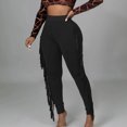 thumbnail image 4 of Birdeem Womens Sexy Tight Solid Color Fringed Bandage Trousers, 4 of 10