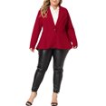 thumbnail image 2 of Agnes Orinda Women's Plus Size Blazer Button Notch Panel Ruffle Peplum Blazers 1X Red, 2 of 6