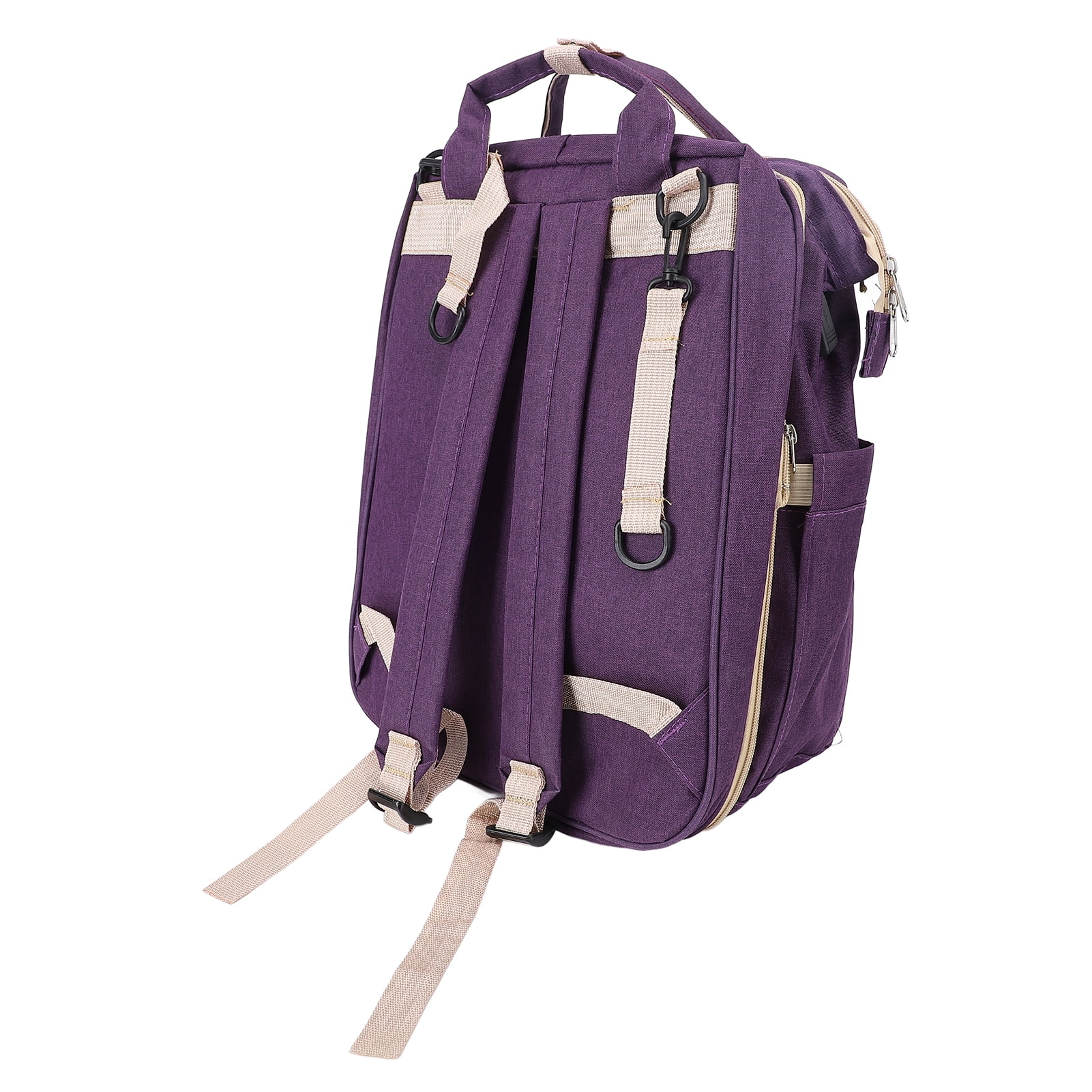 Diaper Bag, Baby Diaper Bag Backpack Collapsible Easy To Wash Spacious Main Compartment Multifunction with USB Data Cable for Baby Shower Purple