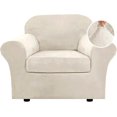 thumbnail image 1 of Modern Velvet Plush 4 Piece High Stretch Sofa Slipcover Furniture Protector Form Fit Luxury Thick Sofa Cover, Machine Washable, 1 of 6