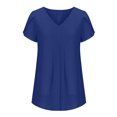 thumbnail image 4 of Timegard Hauts pour Femmes Été Chiffon Col en V Manches Courtes Pétale Blouse Plissée Fluide Tunique Décontractée Hauts, 4 of 6