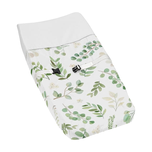 Sweet Jojo Designs Housse de Matelas à Langer pour Bébé Fille Feuille Florale - Boho Vert et Blanc Aquarelle Botanique Jardin Tropical