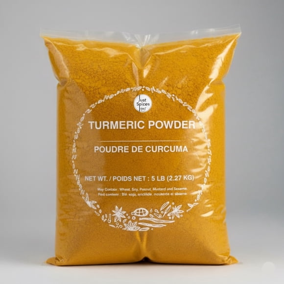 Just Spices - Poudre de Curcumine et de Curcuma, (Haldi), 5 lb (2,27 kg), Produit de l'Inde, Emballage Économique