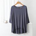thumbnail image 1 of AherBiu T-Shirts pour Femmes à Col Rond, T-Shirts de Pyjama Amples, Été, Légers, Doux, Tunique à Manches Courtes, Hauts, Couleur Unie, 1 of 3