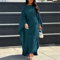 thumbnail image 2 of Kcodviy Robe de Soirée en Satin Peignoir Foulard en Satin Extra Grand 51 Pouces Abaya Muslim Femmes Hijabs Élégants pour Uni Col Rond Chauve-Souris Polyester Chiffon Foulard Manches Ample Maxi Robe Hijab Ensembles Femmes, 2 of 9