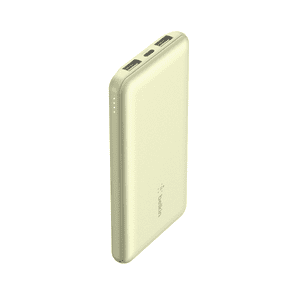 Belkin USB-C Portable Charger Power Bank, 10,000 mAh with 1 USB-C Port and 2 USB-A Ports for up to 15W Charging for iPhone 14 Pro, 14 Pro Max, AirPods, iPad, Galaxy S23, S23+, Ultra - Yellow