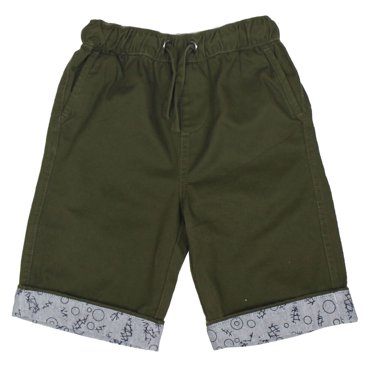 Bienzoe Boy's Cotton Twill Elastic Waist Shorts Green Size 5