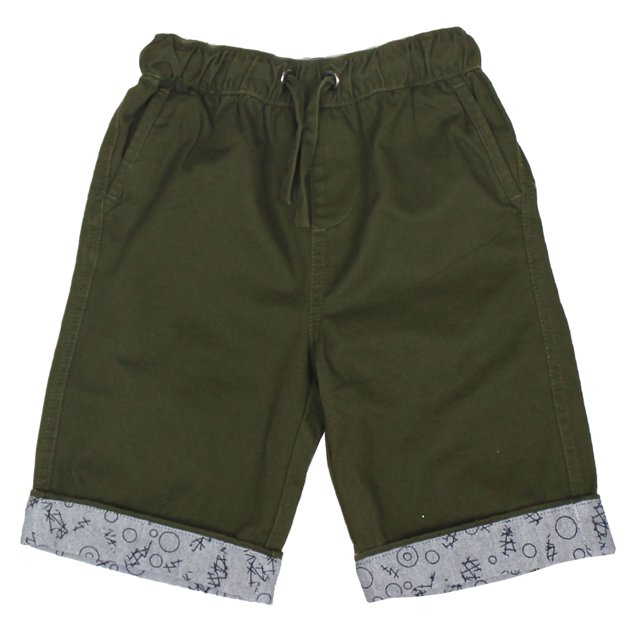 Bienzoe Short en Sergé de Coton à Taille Élastique pour Garçon Vert Taille 12