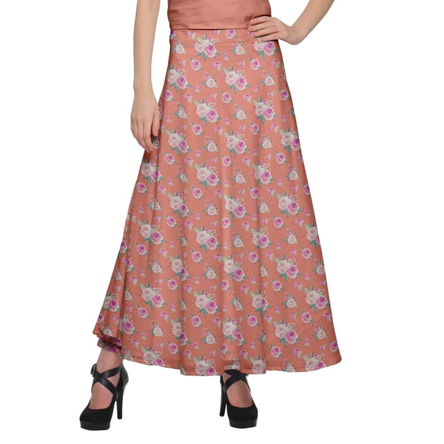 Moomaya Jupe en Rayonne Imprimée Style Enveloppant Grande Taille Jupe Vêtements d'Été