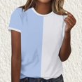 thumbnail image 1 of Offre à Durée Limitée Iumwxz T-Shirt Classique Décontracté Basique Blouses Femmes Tunique à Blocs de Couleur Manches Courtes Col Rond pour Femmes Offres du Jour Usage Quotidien Décontracté, 1 of 4