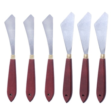 Grattoir de Mélange pour Peinture, Palette d'Étalement Robuste avec Manche en Bois, Spatule d'Art, Accessoires de Dessin pour Aquarelle, Huile, Acrylique, 6 Pcs