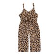 thumbnail image 1 of FOCUSNORM Girls Summer Sleeveless Romper Leopard High Waist Lace-up V Neck, 1 of 5