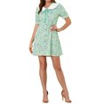 thumbnail image 1 of INSPIRE CHIC Robe-Chemise Courte à Manches Courtes pour Femmes, Coupe Évasée, Col Contrastant, 1 of 5