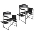 thumbnail image 1 of KingCamp Chaise Pliante d'Extérieur avec Table et Poches, Noir/gris (Lot de 2), 1 of 12