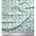 thumbnail image 1 of Soimoi Green Poly Georgette Fabric Bear Animal Fabric Prints By Yard 42 Inch Wide, 1 of 3