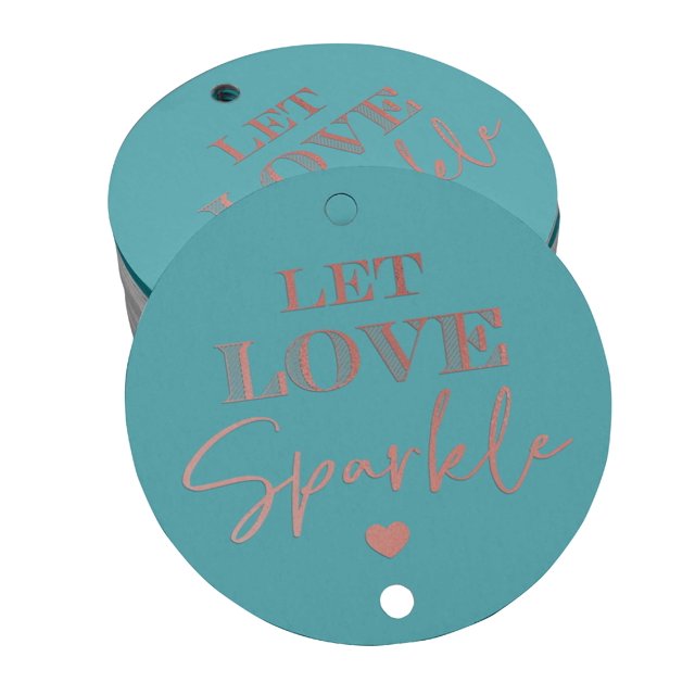 Inkdotpot Rose Gold Foil Paper Hang Tags Let Love Sparkle Wedding Favor Tags 50 Pieces