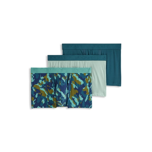 Jockey Men's Chafe Proof Pouch Cotton Stretch 3" Trunk - 3 Pack