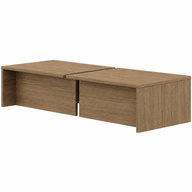 Nexera Kanso Nightstand (Set of 2) pair of compact nightstands in natural blonde oak, front-facing view with rectangular tops, single drawers with subtle pulls and open lower shelves, visible wood grain and slim legs on neutral backdrop, sized for small bedrooms and designed to pair with Kanso bed; suitable for bedside storage and displaying a lamp.