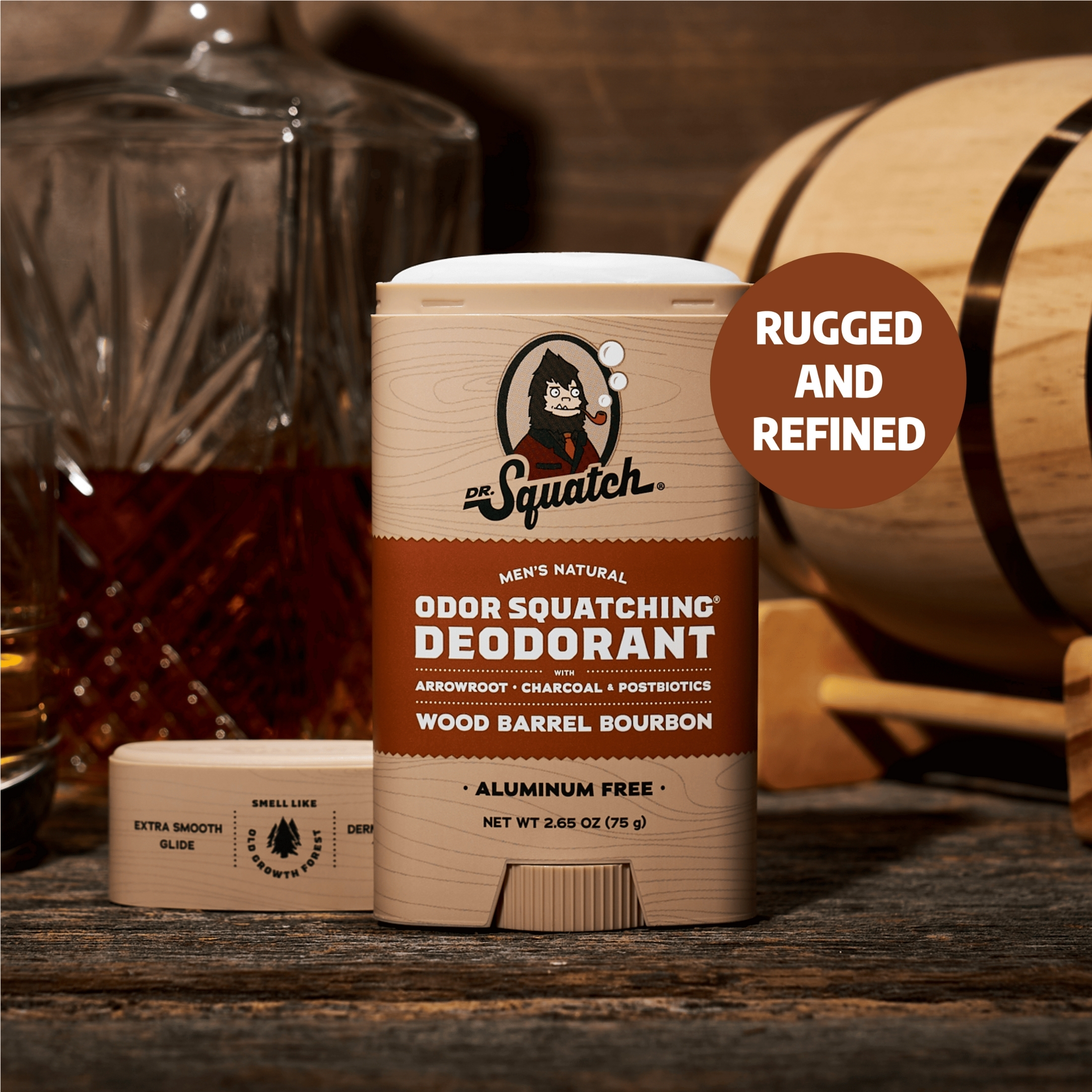 Dr. Squatch Natural Men's Deodorant - Odor-Squatching Aluminum Free - Wood Barrel Bourbon 2.65 oz